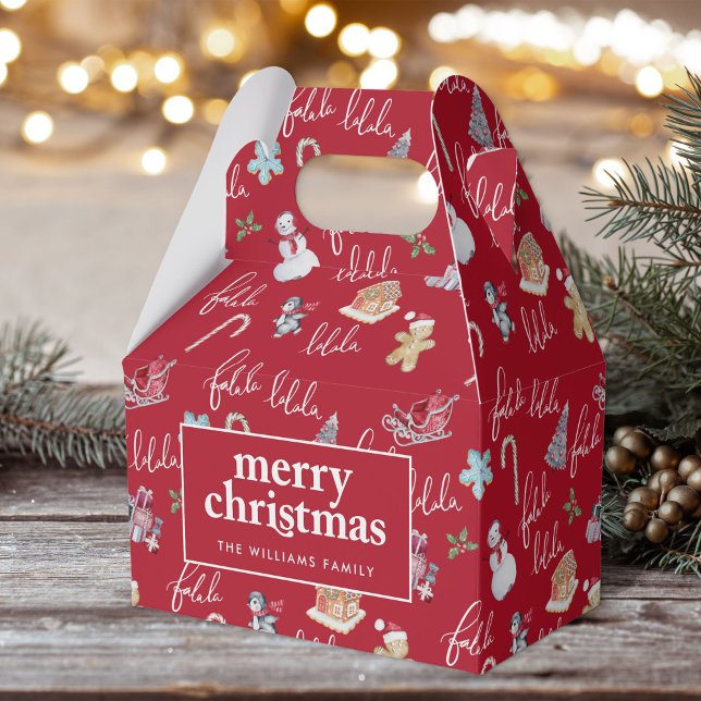 Christmas Red, White & Festive Pattern  Favor Box (Creator Uploaded)