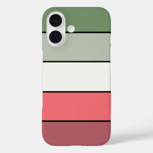 Christmas Red White Green Colour On Textured Paper iPhone 16 Case