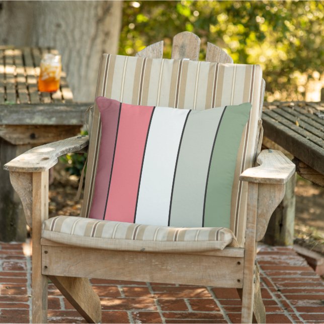 Christmas Red White Green Colour On Textured Paper Outdoor Pillow (Chair)