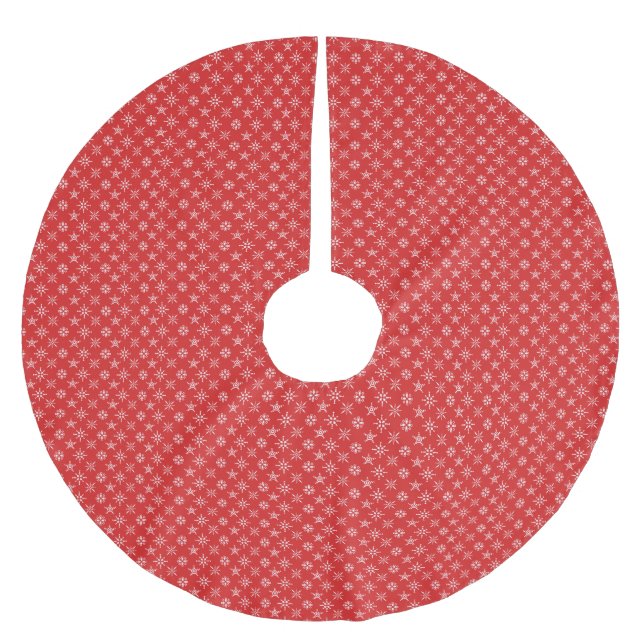 Christmas Red White Holidays Elegant Brushed Polyester Tree Skirt (Front)