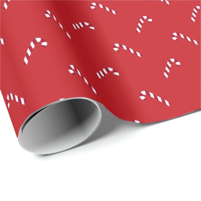 Christmas red white modern cute candy cane pattern wrapping paper (Roll Corner)