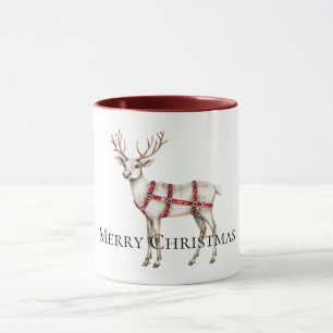 Christmas Red White Peppermint Reindeer Mug