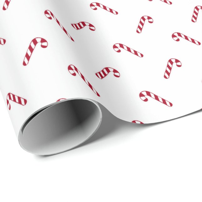 Christmas red white simple cute candy cane pattern wrapping paper (Roll Corner)
