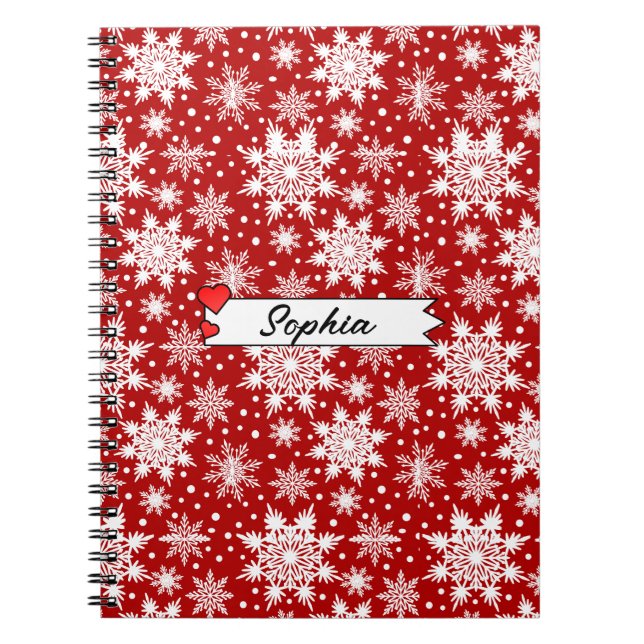  Christmas Red & White Snowflake Seamless Pattern  Notebook (Front)