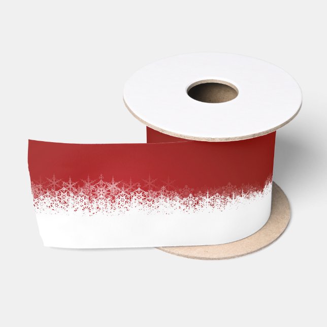 Christmas Red White Snowflakes Pattern Satin Ribbon (Spool)
