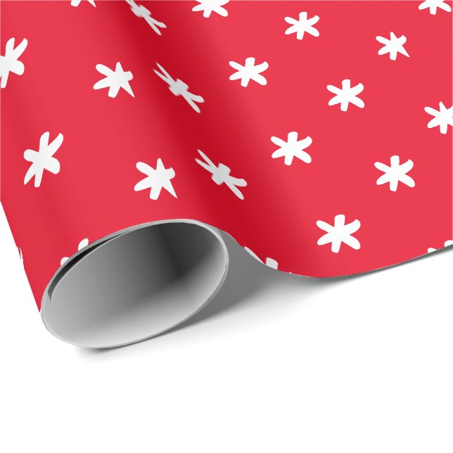 Christmas red white snowflakes winter holidays wrapping paper (Roll Corner)