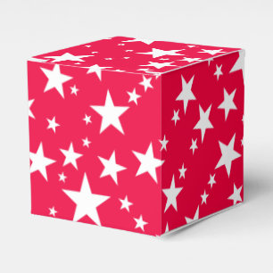 Christmas Red White Stars Elegant Template Favor Box