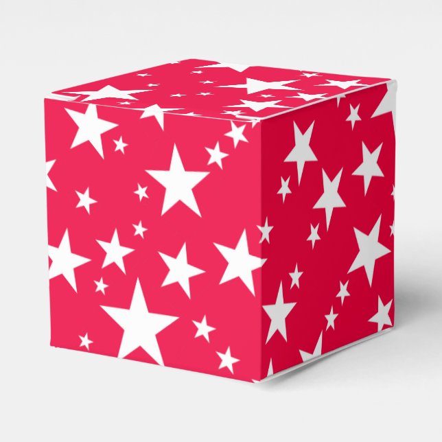 Christmas Red White Stars Elegant Template Favor Box (Front Side)