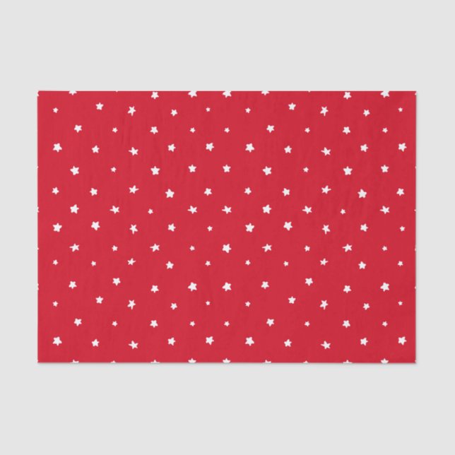 Christmas Red White Stars Whimsical Holiday Tissue Paper (Front)