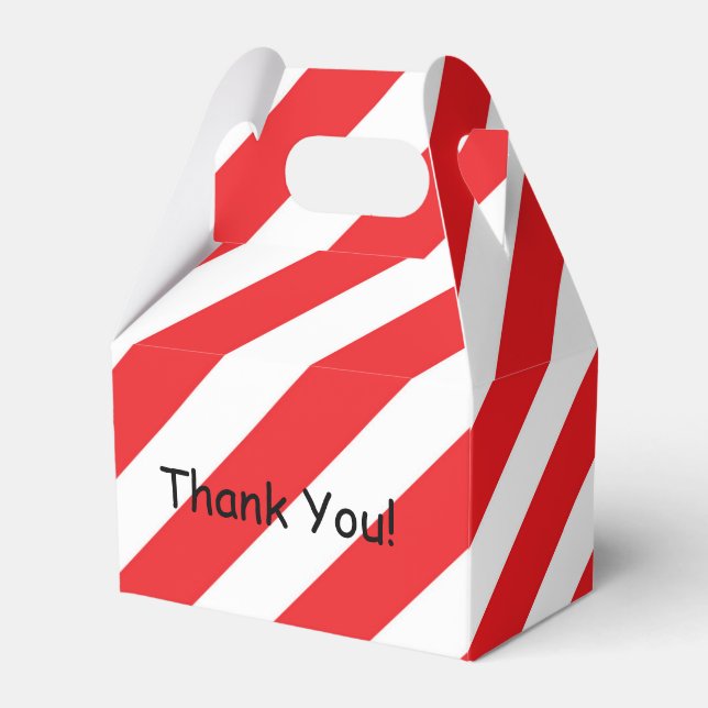 Christmas Red White Stripe Party Favour Boxes (Front Side)