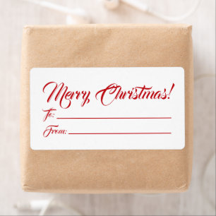 Christmas red white to from blank script elegant