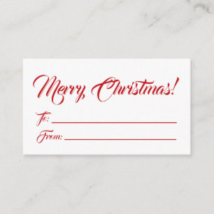Christmas red white to from blank script elegant enclosure card