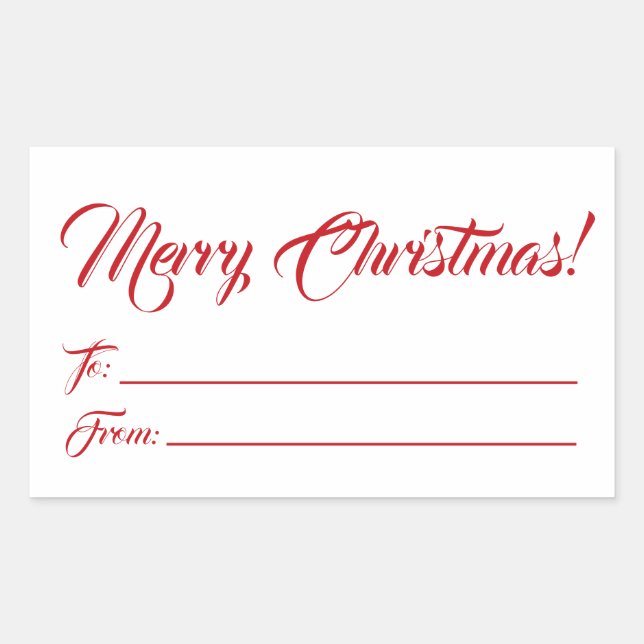 Christmas red white to from blank script elegant sticker (Front)