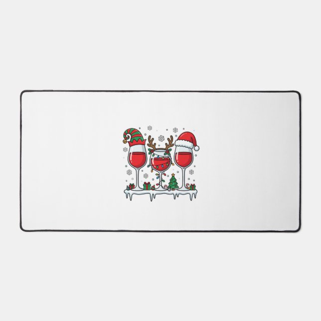 Christmas Red Wine Glasses Holiday Vector Desk Mat (Front)