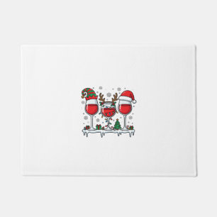 Christmas Red Wine Glasses Holiday Vector Doormat