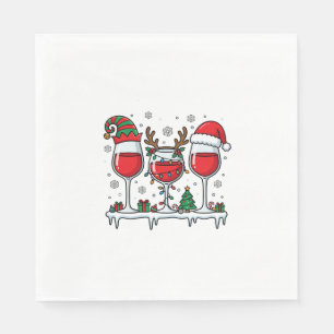 Christmas Red Wine Glasses Holiday Vector Napkin