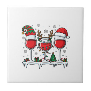 Christmas Red Wine Glasses Holiday Vector Tile