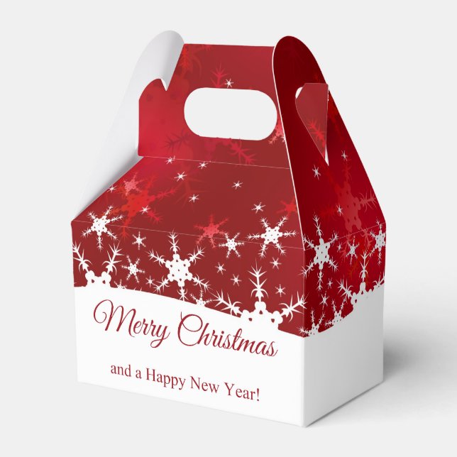 Christmas Red Winter Snowflakes Favor Box (Front Side)