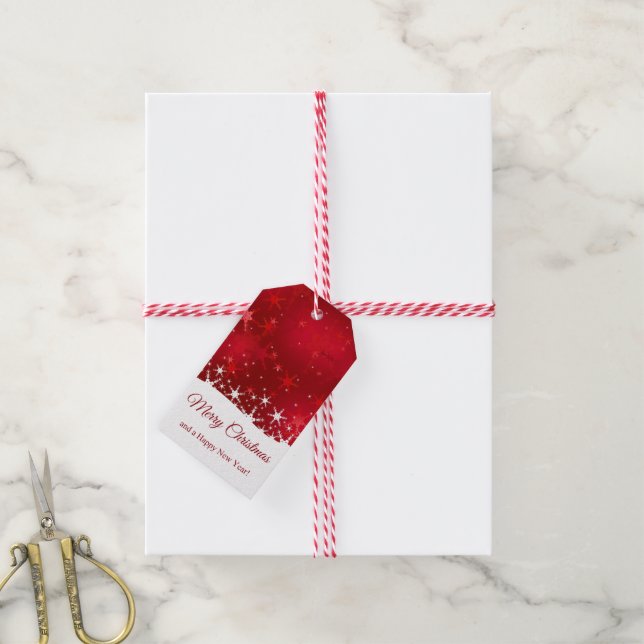 Christmas Red Winter Snowflakes Gift Tags (With Twine)