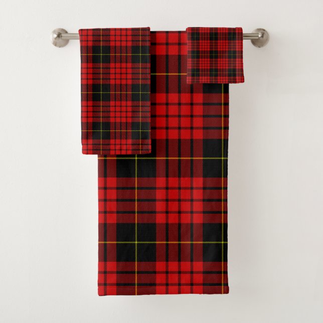 Christmas, Red Yellow Black Tartan Plaid   Bath Towel Set (Insitu)
