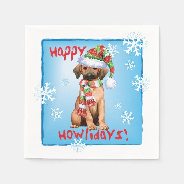 Christmas Redbone Coonhound Napkin (Front)