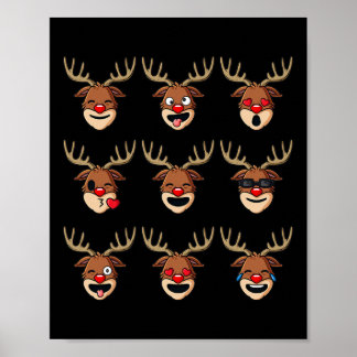 Christmas Reindeeer Faces Fun Boys Girls Kids Xmas Poster
