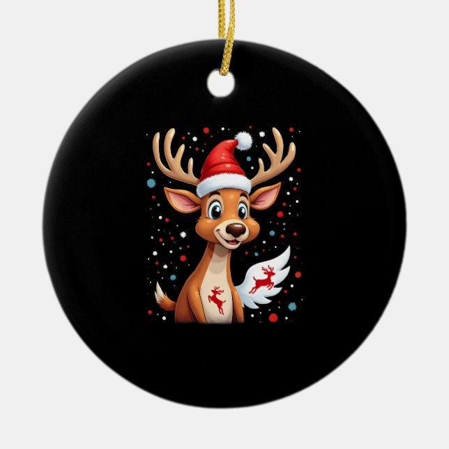 christmas Reindeer (1) Ceramic Ornament (Front)