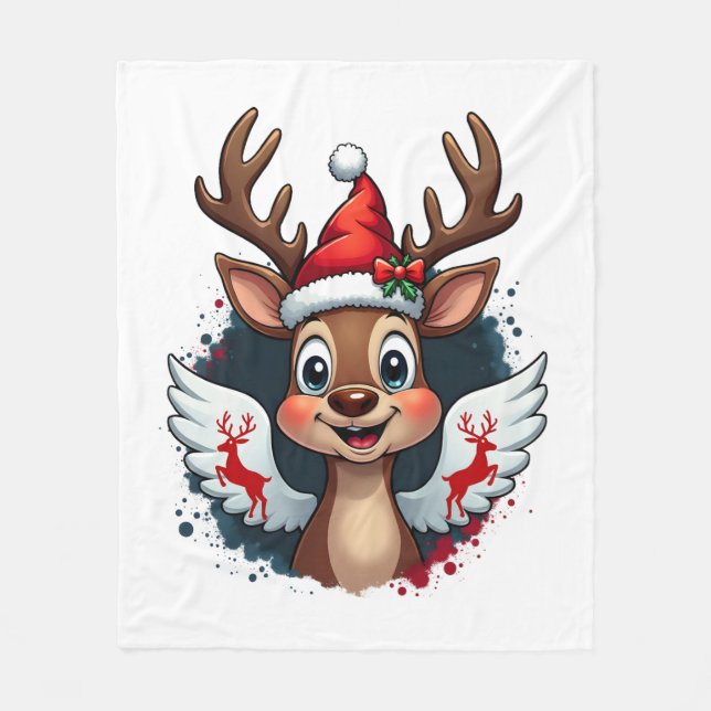 christmas Reindeer (1) Fleece Blanket (Front)