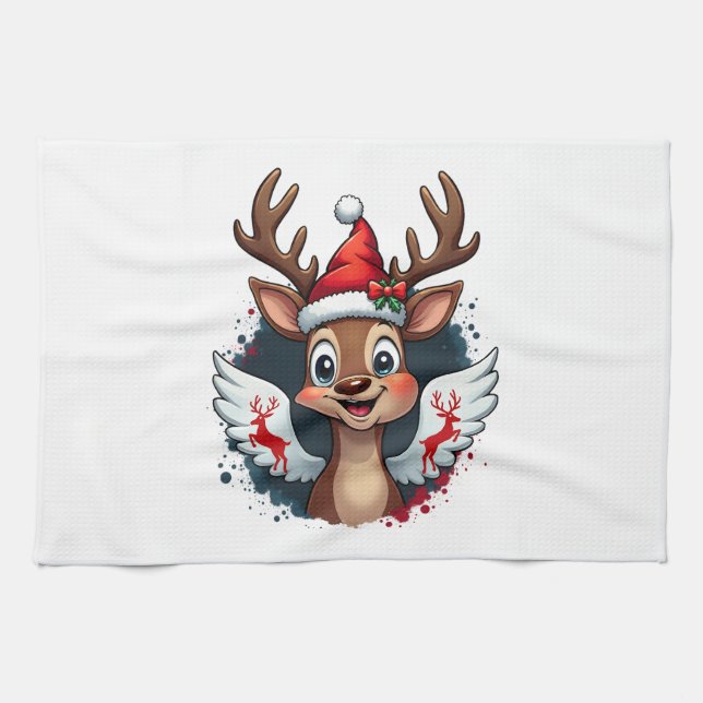 christmas Reindeer (1) Kitchen Towel (Horizontal)