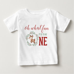 Christmas Reindeer 1st Birthday Baby T-Shirt