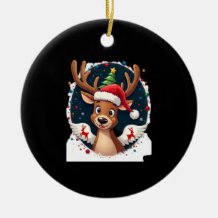 christmas Reindeer (2) Ceramic Ornament