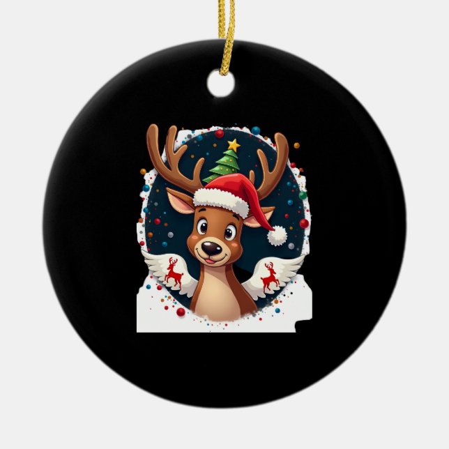christmas Reindeer (2) Ceramic Ornament (Front)