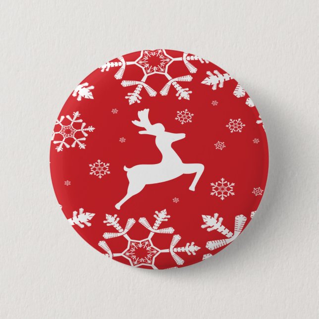 Christmas Reindeer 2 Inch Round Button (Front)