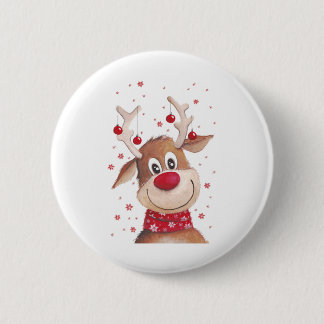 Christmas reindeer 2 inch round button