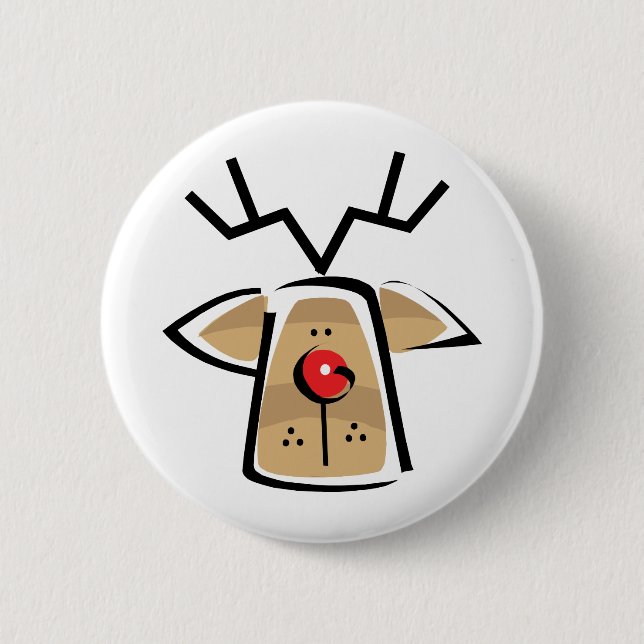 Christmas Reindeer 2 Inch Round Button (Front)
