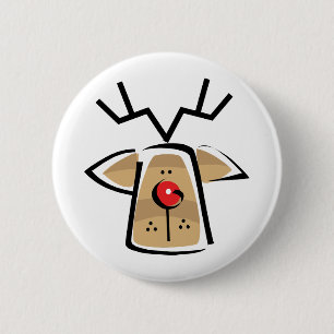Christmas Reindeer 2 Inch Round Button