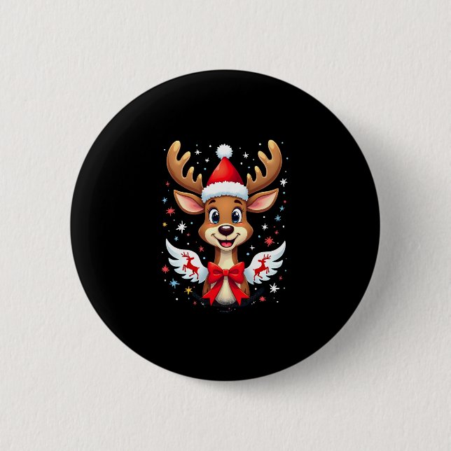 christmas Reindeer (3) 2 Inch Round Button (Front)