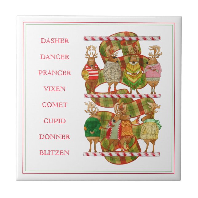 CHRISTMAS REINDEER 4.25x4.25 Ceramic Tile (Front)