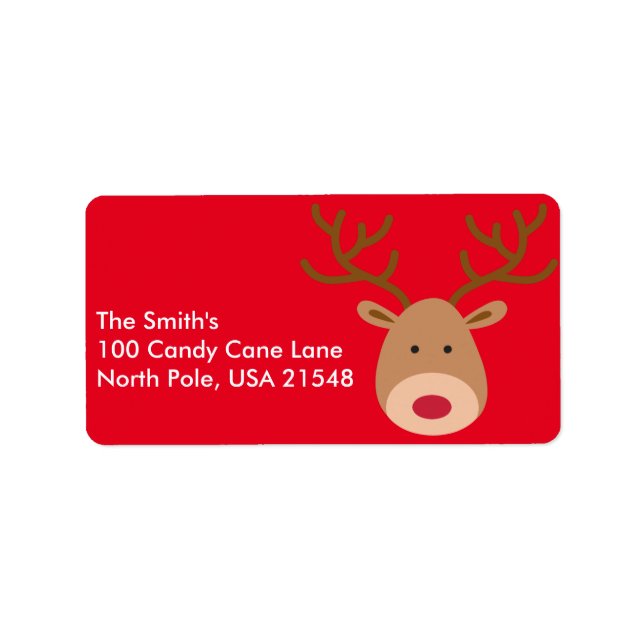 Christmas Reindeer Address Labels Personalize (Front)