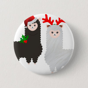 christmas reindeer alpacas 2 inch round button