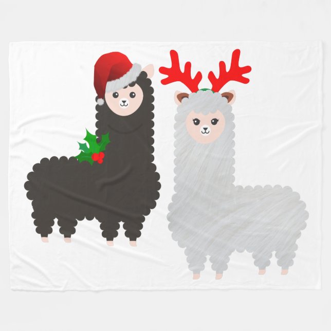 christmas reindeer alpacas blanket (Front (Horizontal))