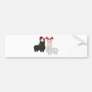 christmas reindeer alpacas bumper sticker