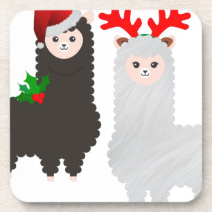 christmas reindeer alpacas coaster