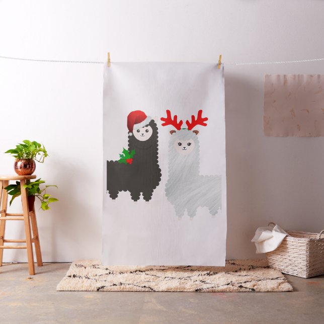 christmas reindeer alpacas fabric (In Situ)