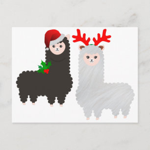 christmas reindeer alpacas holiday postcard