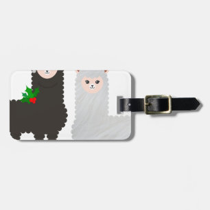 christmas reindeer alpacas luggage tag