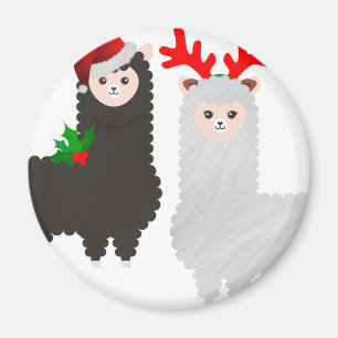 christmas reindeer alpacas magnet