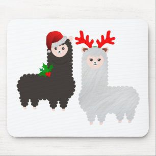 christmas reindeer alpacas mouse pad