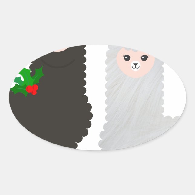 christmas reindeer alpacas oval sticker (Front)