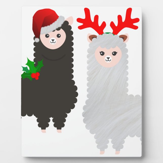christmas reindeer alpacas plaque (Front)